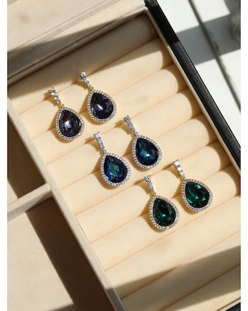Jon Richard Rhodium Plated and Bermunda Blue Pear Drop Earrings