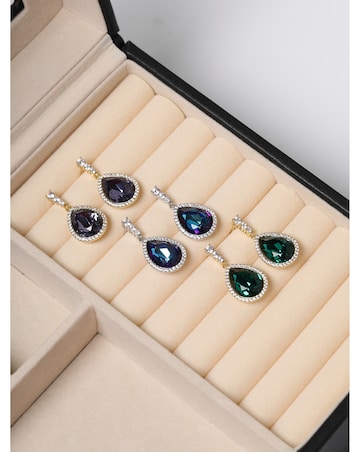 Jon Richard Gold Plated and Emerald Pear Drop Earrings