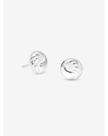 Simply Silver Sterling Silver 925 Polished Textured Ridged Stud Earrings