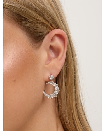 Jon Richard Rhodium Plated and Cubic Zirconia Celestial Drop Earrings