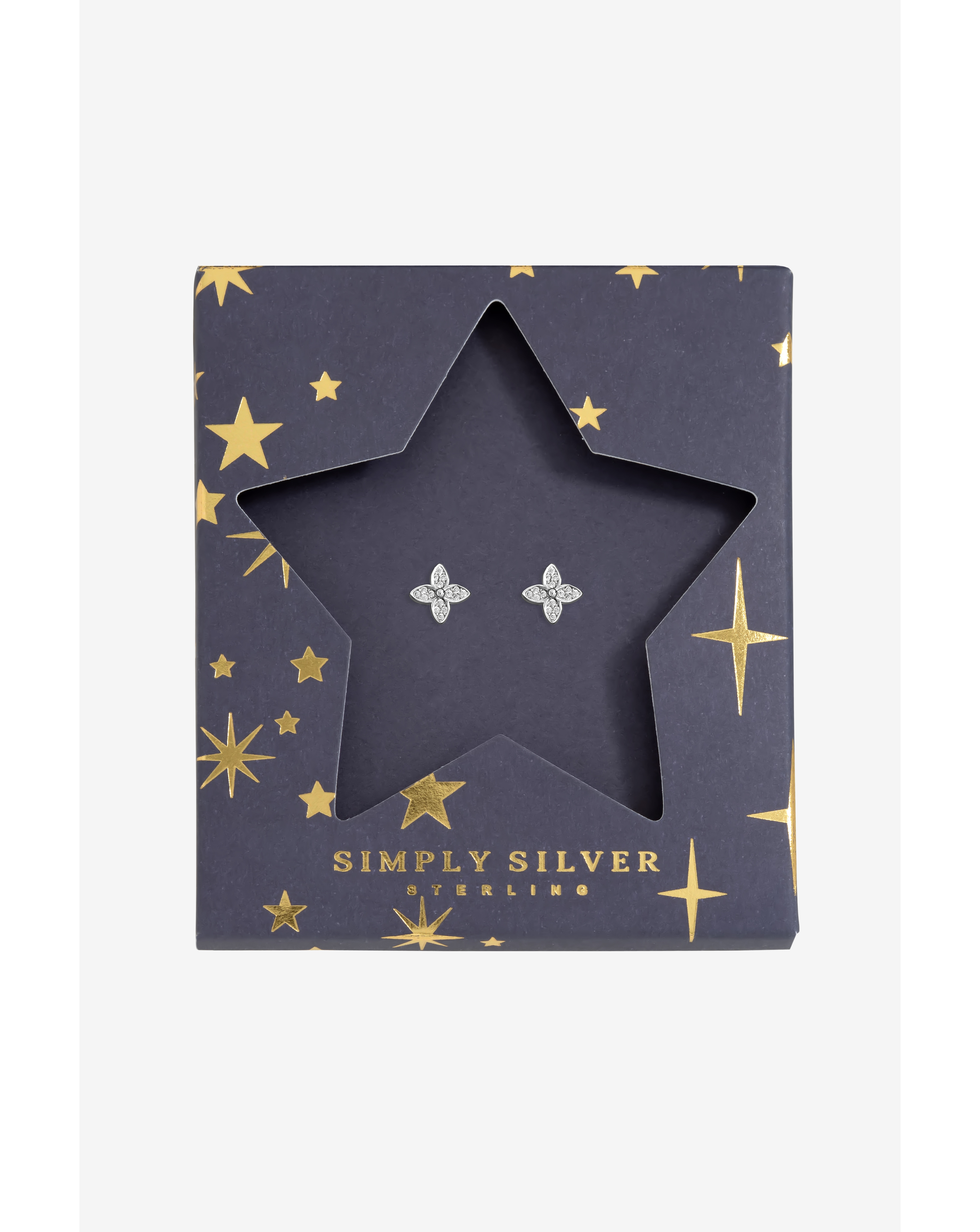 Sterling Silver 925 CZ Floral Earrings