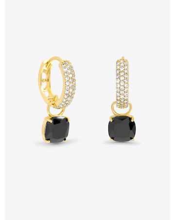 Jon Richard Gold Plated Pave and Jet Huggie Charm Earrings