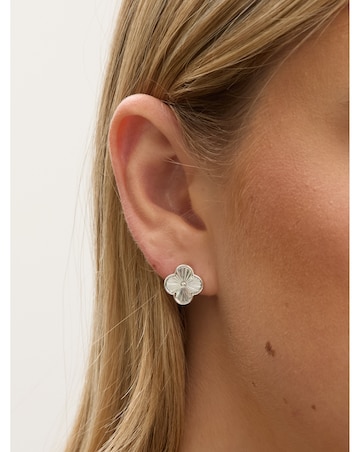 Jon Richard Silver Plated Diamond Cut Clover Earrings