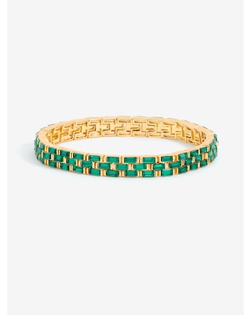Jon Richard Gold Plated and Emerald Chain Stretch Bracelet