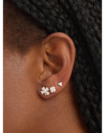 Simply Silver Sterling Silver 925 Cubic Zirconia Clover Earrings - Pack of 3