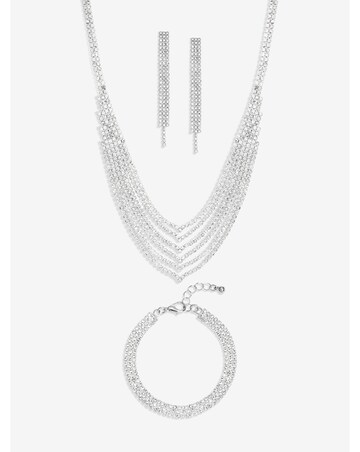 Mood Silver Crystal Multirow Three Piece Set