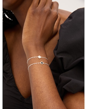 Simply Silver Sterling Silver 925 Mother of Pearl Clover Bracelet