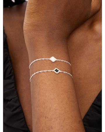 Simply Silver Sterling Silver 925 Mother of Pearl Clover Bracelet