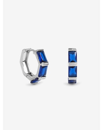 Jon Richard Silver Plated and Sapphire Hoop Earrings