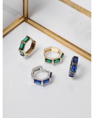 Jon Richard Silver Plated and Sapphire Hoop Earrings