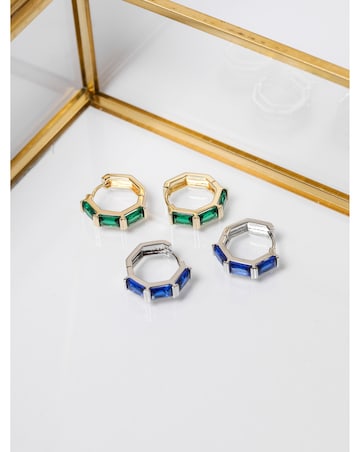 Jon Richard Silver Plated and Sapphire Hoop Earrings