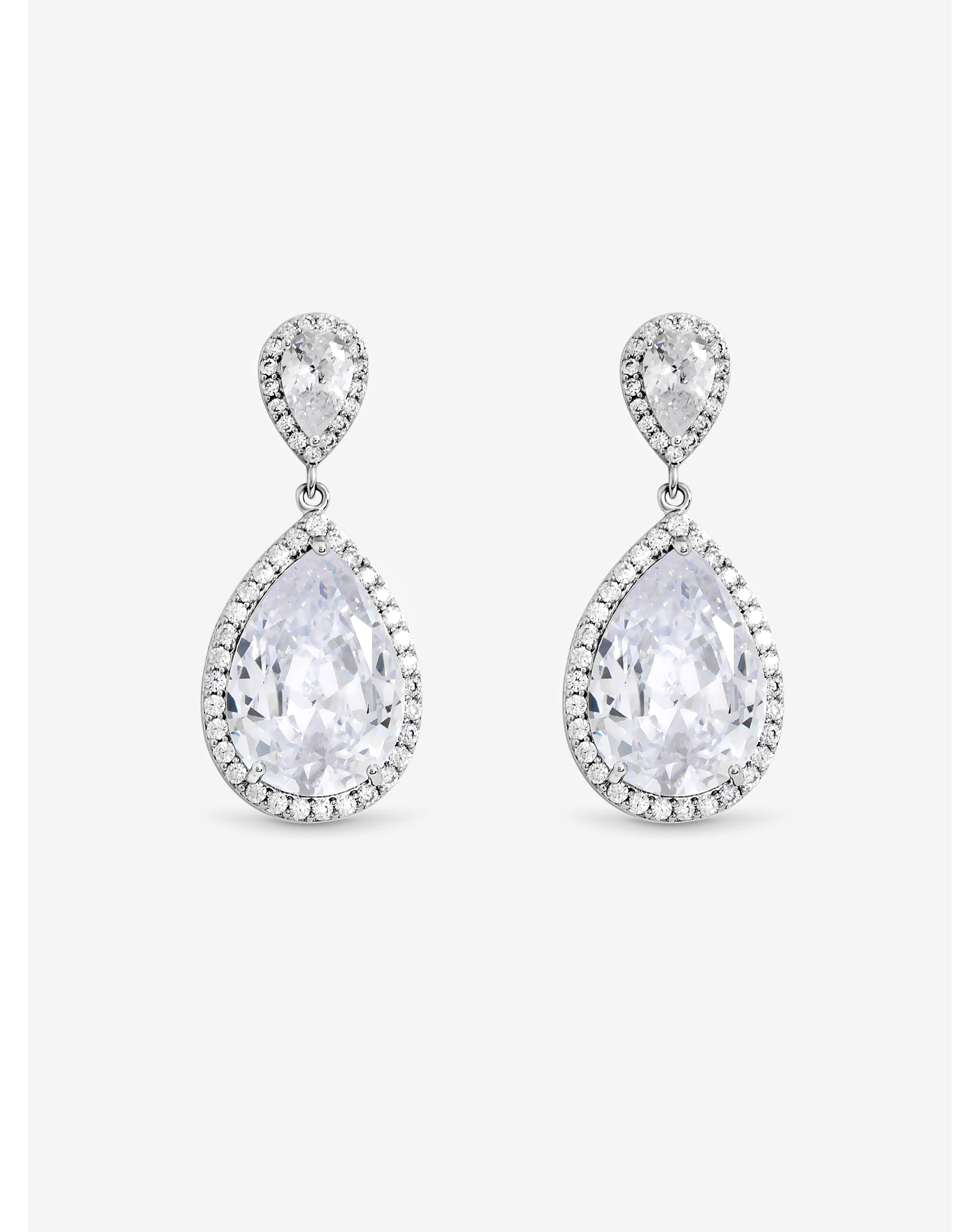 Rhodium Plated Cubic Zirconia Earrings