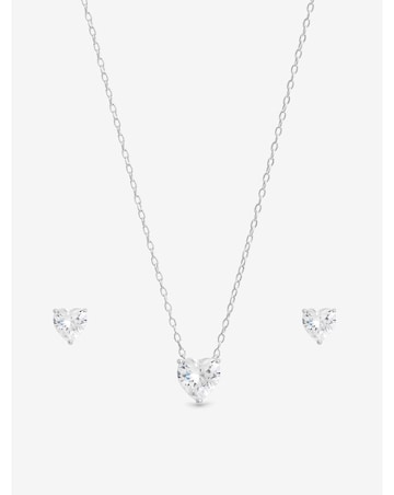 Simply Silver Sterling Silver 925 Cubic Zirconia Besel Heart Set