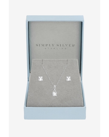 Simply Silver Sterling Silver 925 Cubic Zirconia Cushion Set