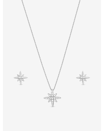 Jon Richard Rhodium Plated Pave Star Set