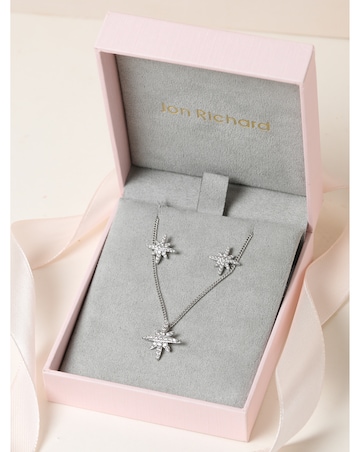 Jon Richard Rhodium Plated Pave Star Set