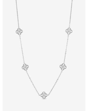 Jon Richard Rhodium Clover Necklace