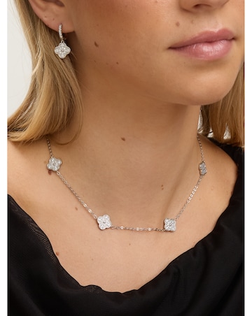 Jon Richard Rhodium Clover Necklace