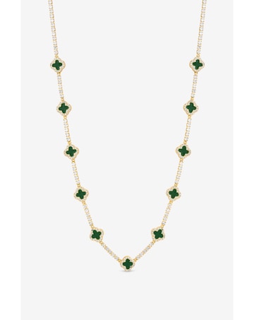 Jon Richard Gold Plated and Emerald Clover Necklace - Gift Box