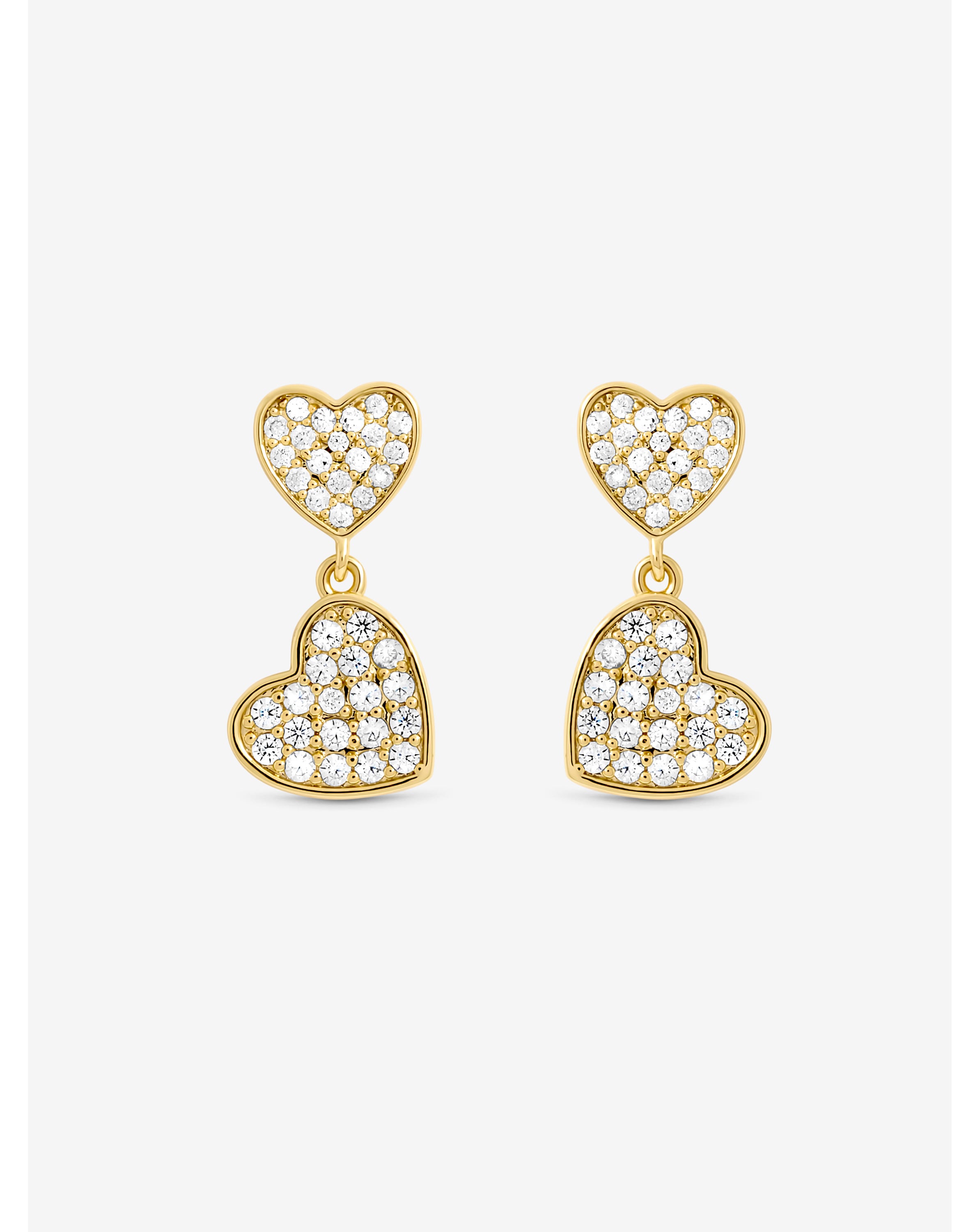 18K Gold Plated Pave Heart Earrings