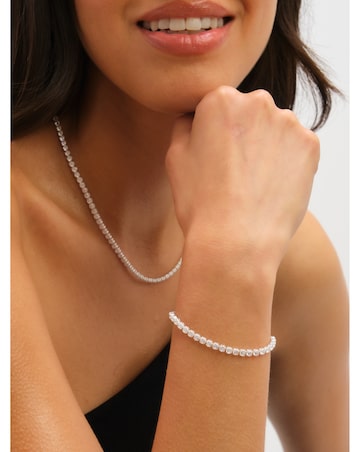 Jon Richard Waterproof Sterling Silver Plated Tennis Necklace