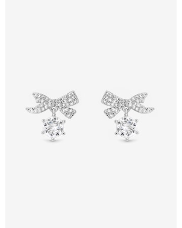 Jon Richard Rhodium Plated and Pave Mini Bow Earrings