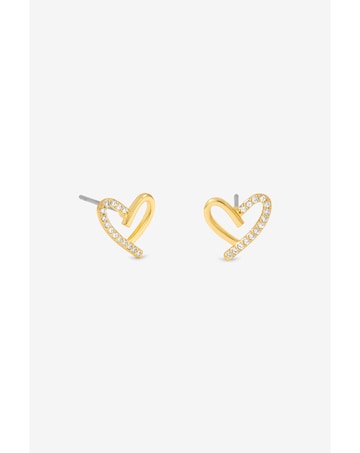 Jon Richard 14K Gold Plated Crystal and Polished Heart Studs