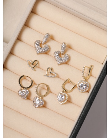 Jon Richard 14K Gold Plated Crystal and Polished Heart Studs