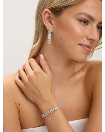 Jon Richard Rhodium Plated and Cubic Zirconia Navette Bracelet