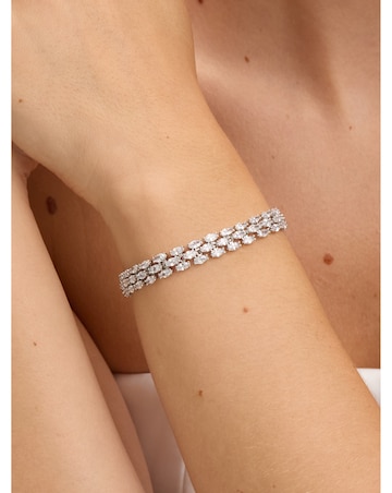 Jon Richard Rhodium Plated and Cubic Zirconia Navette Bracelet
