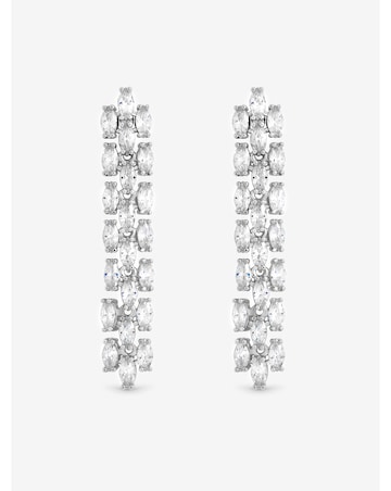 Jon Richard Rhodium Plated and Cubic Zirconia Navette Drop Earring