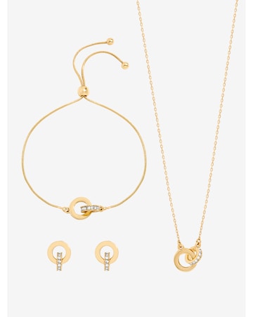 Jon Richard Gold Plated and Crystal Circle Link Trio Set - Gift Box