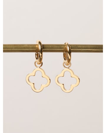 Jon Richard Waterproof Gold Plated Clover Huggie Hoops