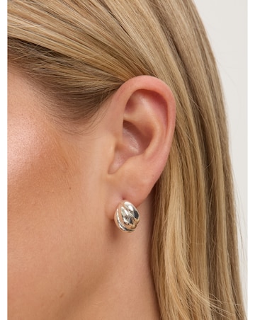 Jon Richard Silver Plated Mini Ribbed Stud Earrings