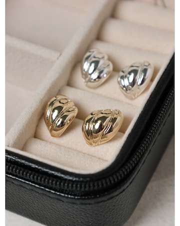 Jon Richard Silver Plated Mini Ribbed Stud Earrings