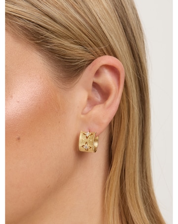 Jon Richard Gold Plated Clover Hoop Earrings
