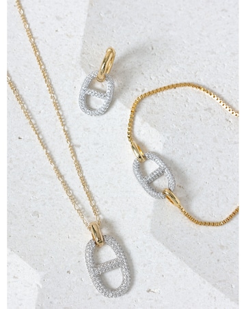 Jon Richard 18K Gold Plated Two Tone Pave Link Necklace