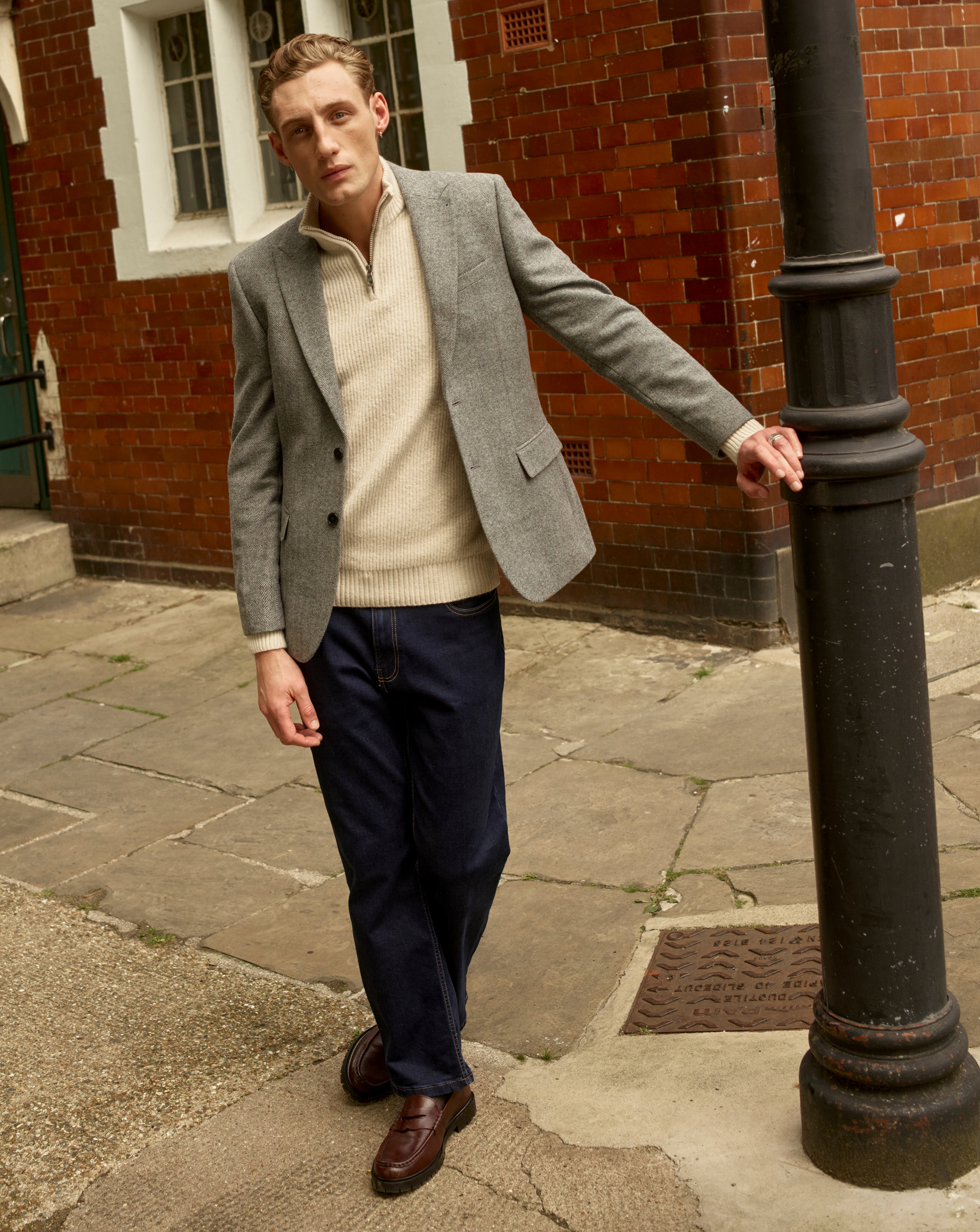 Loose Fit Stretch Jeans Rinse Wash