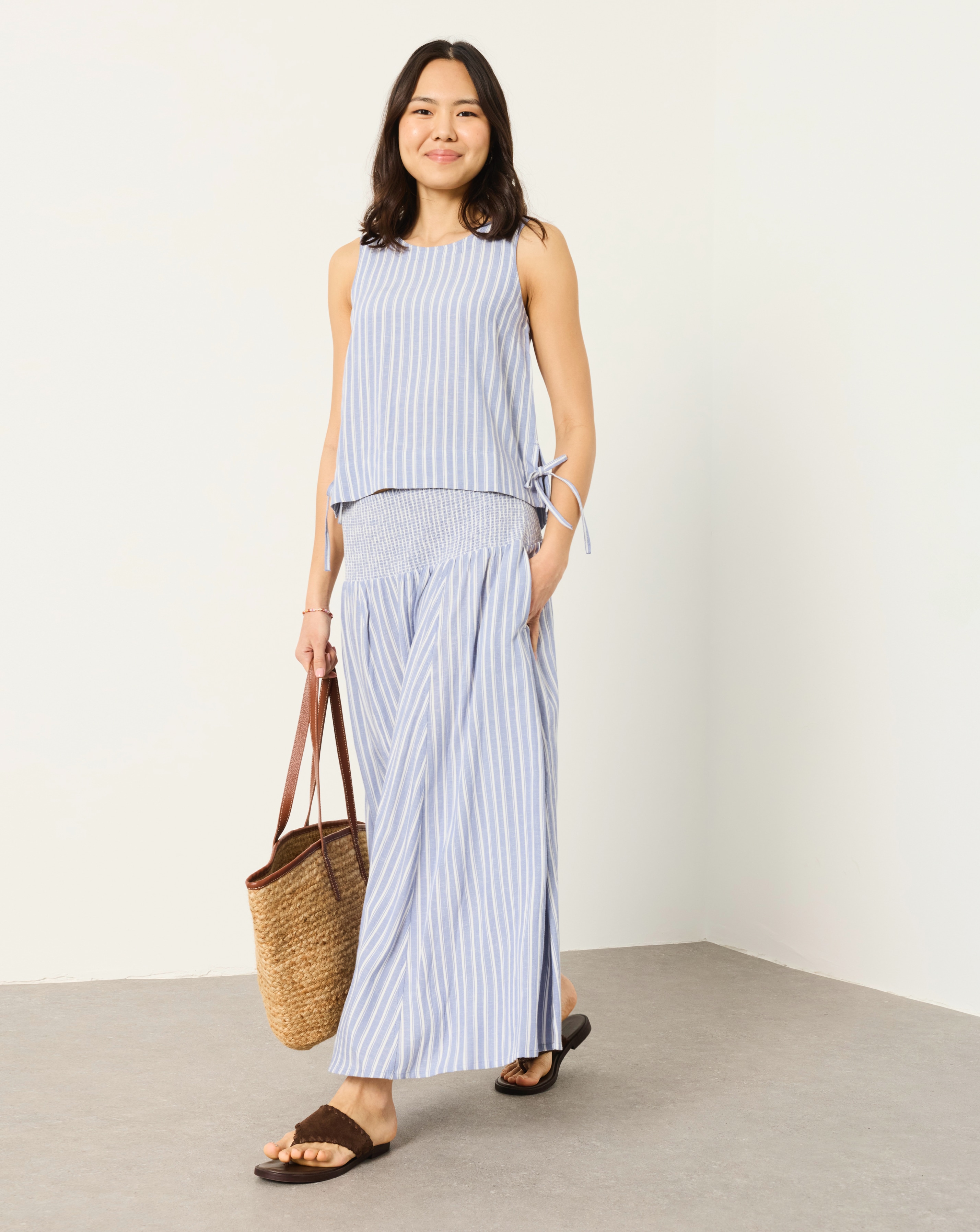 New In - Fatface Harper Stripe Midi Skirt