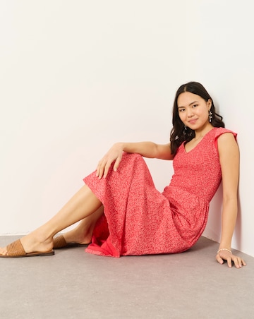 Demi Coral Jersey Midi Dress