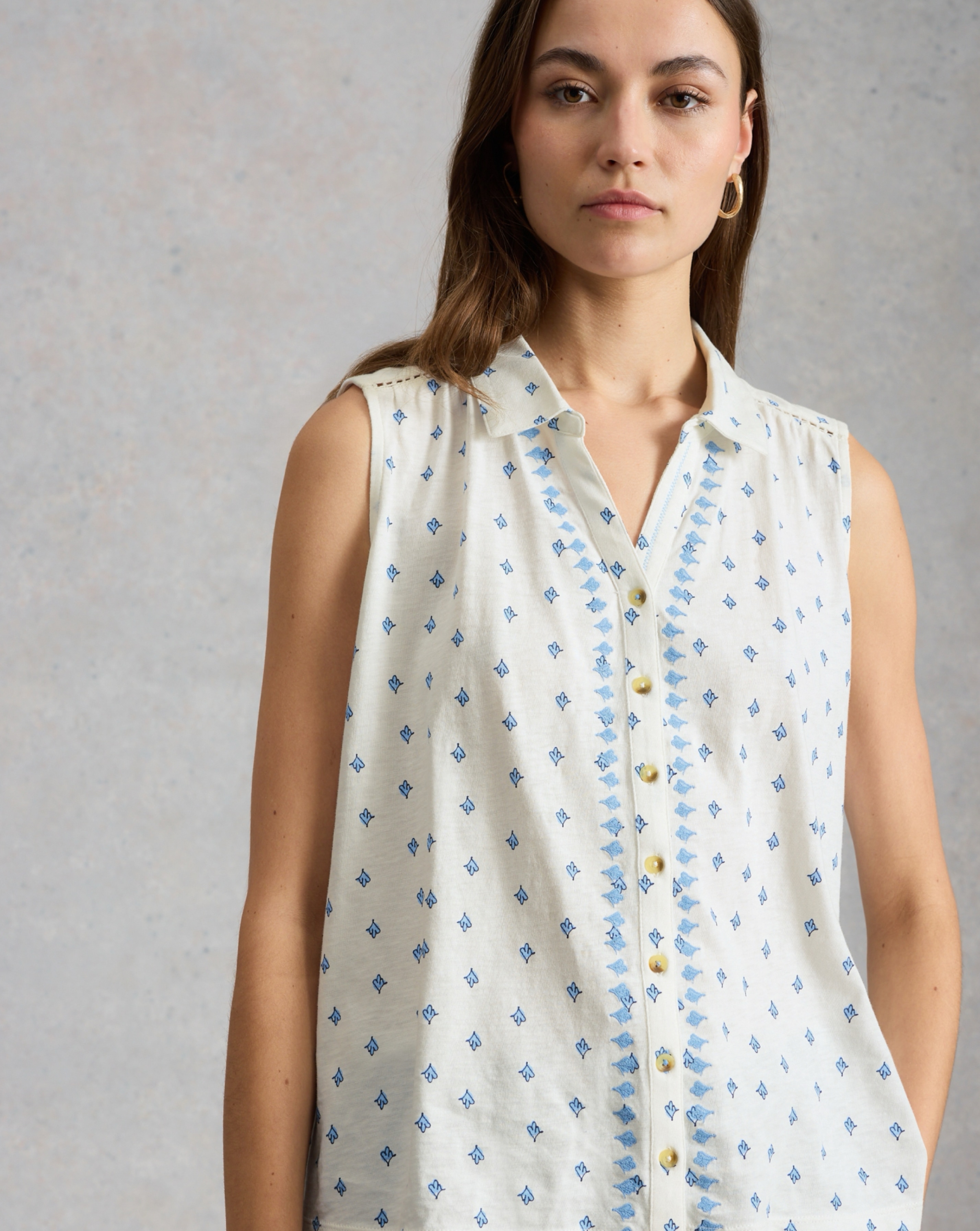 New In - White Stuff Amy Emb Sleeveless Shirt