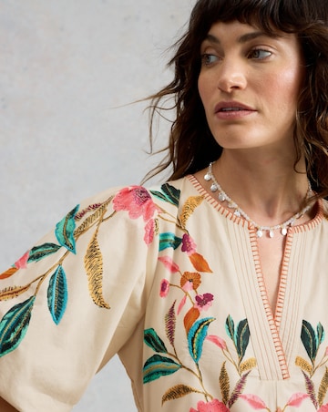 White Stuff Maeve Embroidered Midi Dress