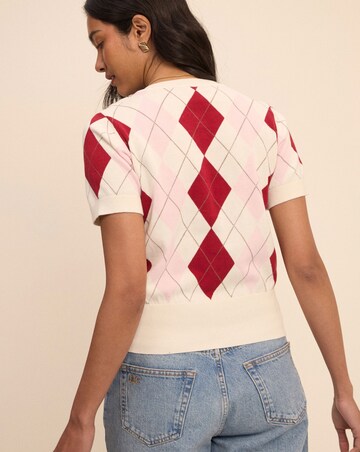 NOBODYS CHILD ARGYLE SHORT SLEEVE CARDI