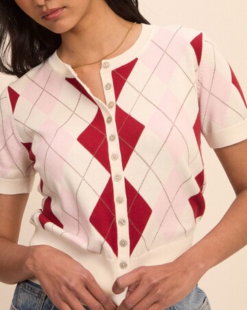 NOBODYS CHILD ARGYLE SHORT SLEEVE CARDI