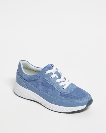 Leather Lace Trainer - Wide Fit (E)