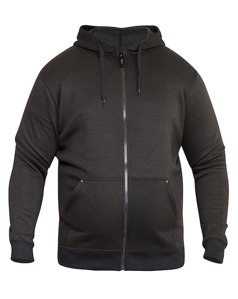 D555 Big & Tall Cantor Heavy Weight Zip Through Hoodie - Black
