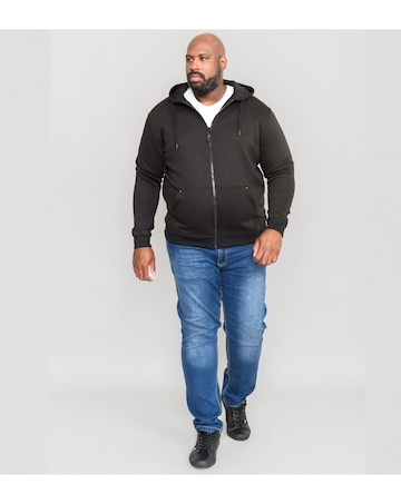 D555 Big & Tall Cantor Heavy Weight Zip Through Hoodie - Black
