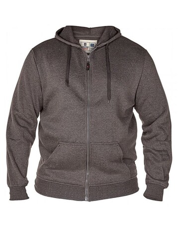 D555 Big & Tall Cantor Heavy Weight Zip Through Hoodie - Grey