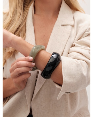 Mood Mint And Polished Resin Statement Stacker Bracelets - Pack Of 2