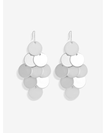 Mood Silver Matte Disc Tier Chandelier Earrings